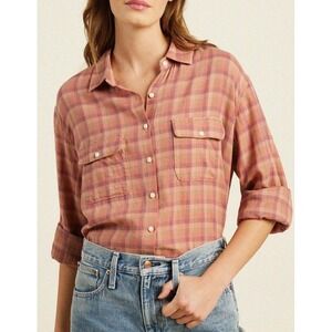Trovata Birds of Paradis Emerson Plaid Button Down Shirt Pink‎ Small